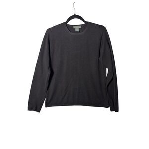 Griffen Women Sweater M Black 100% Cashmere Crewneck Pullover Quiet Luxury
